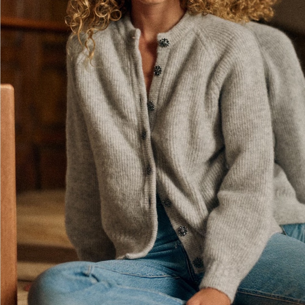 Sezane Othello Light Gray Cardigan XS - Picture 3 of 5